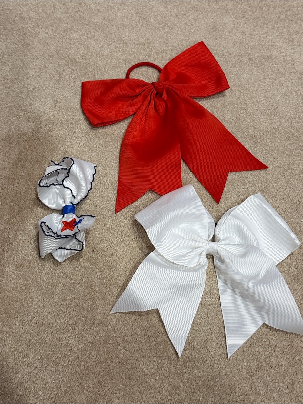 Red & White Girls Hair Bow Set - Kids Hair Accessories
